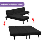 NNEDPE Sarantino 3-Seater Corner Sofa Bed Lounge Chaise Couch - Black