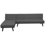 NNEDPE Sarantino 3-Seater Corner Wooden Sofa Bed Lounge Chaise Sofa Dark Grey