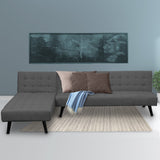 NNEDPE Sarantino 3-Seater Corner Wooden Sofa Bed Lounge Chaise Sofa Dark Grey
