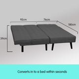 NNEDPE Sarantino 3-Seater Corner Wooden Sofa Bed Lounge Chaise Sofa Dark Grey