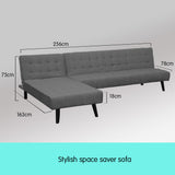 NNEDPE Sarantino 3-Seater Corner Wooden Sofa Bed Lounge Chaise Sofa Dark Grey