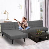 NNEDPE Sarantino 3-Seater Corner Wooden Sofa Bed Lounge Chaise Sofa Dark Grey