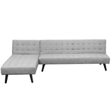 NNEDPE Sarantino 3-Seater Corner Wood Sofa Bed Lounge Chaise Sofa Light Grey