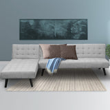NNEDPE Sarantino 3-Seater Corner Wood Sofa Bed Lounge Chaise Sofa Light Grey