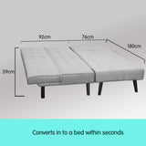 NNEDPE Sarantino 3-Seater Corner Wood Sofa Bed Lounge Chaise Sofa Light Grey