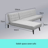 NNEDPE Sarantino 3-Seater Corner Wood Sofa Bed Lounge Chaise Sofa Light Grey