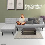 NNEDPE Sarantino 3-Seater Corner Wood Sofa Bed Lounge Chaise Sofa Light Grey