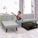 NNEDPE Sarantino 3-Seater Corner Wood Sofa Bed Lounge Chaise Sofa Light Grey