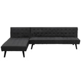NNEDPE Sarantino 3-Seater Faux Leather Wooden Sofa Bed Chaise Sofa  Black
