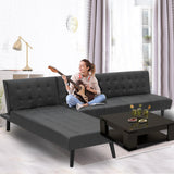 NNEDPE Sarantino 3-Seater Faux Leather Wooden Sofa Bed Chaise Sofa  Black