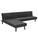 NNEDPE Sarantino 3-Seater Faux Leather Wooden Sofa Bed Chaise Sofa  Black
