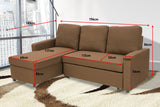 NNEDPE Sarantino 3-Seater Corner Sofa Bed Lounge Storage Chaise Couch Brown