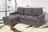 NNEDPE Sarantino 3-Seater Corner Sofa Bed Lounge Storage Chaise Couch Grey