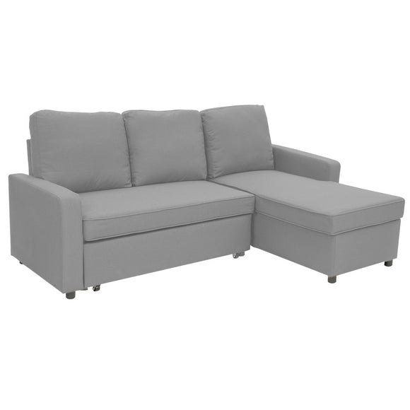 NNEDPE Sarantino 3-Seater Corner Sofa Bed Lounge Storage Chaise Couch L.Grey