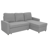 NNEDPE Sarantino 3-Seater Corner Sofa Bed Lounge Storage Chaise Couch L.Grey