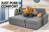 NNEDPE Sarantino 3-Seater Corner Sofa Bed Lounge Storage Chaise Couch L.Grey