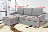 NNEDPE Sarantino 3-Seater Corner Sofa Bed Lounge Storage Chaise Couch L.Grey