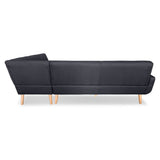 NNEDPE Faux Linen Corner Wooden Sofa Lounge L-shaped with Chaise Black