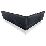 NNEDPE Faux Linen Corner Wooden Sofa Lounge L-shaped with Chaise Black