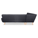 NNEDPE Faux Linen Corner Wooden Sofa Futon Lounge L-shaped with Chaise Black