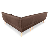 NNEDPE Faux Linen Corner Wooden Sofa Lounge L-shaped Futon with Chaise Brown