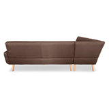 NNEDPE Faux Linen Corner Wooden Sofa Lounge L-shaped Futon with Chaise Brown
