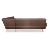NNEDPE Faux Linen Corner Wooden Sofa Lounge L-shaped with Chaise Brown