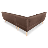 NNEDPE Faux Linen Corner Wooden Sofa Lounge L-shaped with Chaise Brown