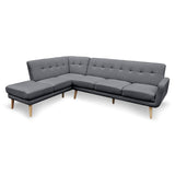 NNEDPE Sarantino Faux Linen Corner Sofa Lounge L-shaped with Chaise Dark Grey