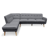 NNEDPE Sarantino Faux Linen Corner Sofa Lounge L-shaped with Chaise Dark Grey