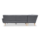NNEDPE Sarantino Faux Linen Corner Sofa Lounge L-shaped with Chaise Dark Grey