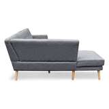 NNEDPE Sarantino Faux Linen Corner Sofa Lounge L-shaped with Chaise Dark Grey