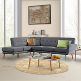 NNEDPE Sarantino Faux Linen Corner Sofa Lounge L-shaped with Chaise Dark Grey