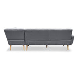 NNEDPE Sarantino Faux Linen Corner Sofa Lounge L-shaped with Chaise Dark Grey