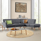 NNEDPE Sarantino Faux Linen Corner Sofa Lounge L-shaped with Chaise Dark Grey