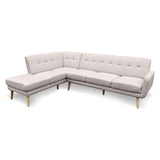 NNEDPE Sarantino Faux Linen Corner Sofa Lounge L-shaped Chaise Light Grey