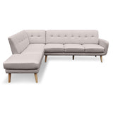NNEDPE Sarantino Faux Linen Corner Sofa Lounge L-shaped Chaise Light Grey