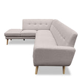 NNEDPE Sarantino Faux Linen Corner Sofa Lounge L-shaped Chaise Light Grey