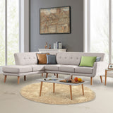 NNEDPE Sarantino Faux Linen Corner Sofa Lounge L-shaped Chaise Light Grey