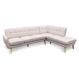 NNEDPE Sarantino Faux Linen Corner Sofa Lounge L-shaped Chaise Light Grey