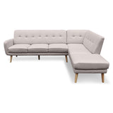 NNEDPE Sarantino Faux Linen Corner Sofa Lounge L-shaped Chaise Light Grey