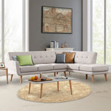 NNEDPE Sarantino Faux Linen Corner Sofa Lounge L-shaped Chaise Light Grey