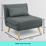 NNEDPE Sarantino Adjustable Chair Single Sofa Bed Faux Linen - Dark Grey