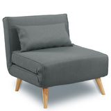 NNEDPE Sarantino Adjustable Chair Single Sofa Bed Faux Linen - Dark Grey