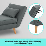 NNEDPE Sarantino Adjustable Chair Single Sofa Bed Faux Linen - Dark Grey