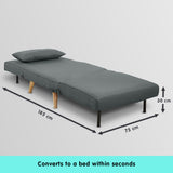 NNEDPE Sarantino Adjustable Chair Single Sofa Bed Faux Linen - Dark Grey