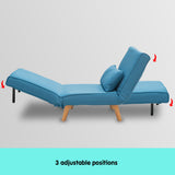 NNEDPE Sarantino Adjustable Corner Sofa 1 Seater Lounge Linen Bed Seat - Blue