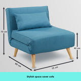 NNEDPE Sarantino Adjustable Corner Sofa 1 Seater Lounge Linen Bed Seat - Blue