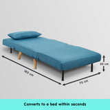 NNEDPE Sarantino Adjustable Corner Sofa 1 Seater Lounge Linen Bed Seat - Blue