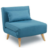 NNEDPE Sarantino Adjustable Corner Sofa 1 Seater Lounge Linen Bed Seat - Blue